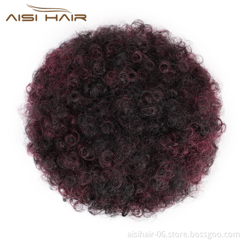 Aisi Hair Wholesale Kinky Fluffy Multi Color Synthetic Hair Bun Ponytail Afro Short Puff Curly Bun Hair Extension For Women